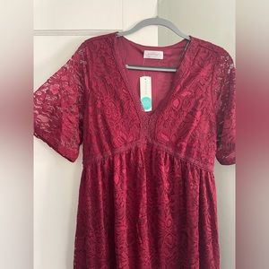 Maternity Dress - Burgundy Lace - Perfect for Photos!